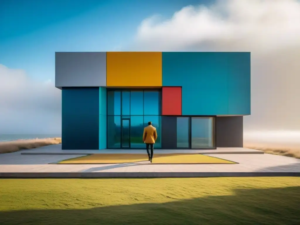 Fusión de arte y arquitectura contemporánea en Uruguay, vibrante contraste de formas y colores