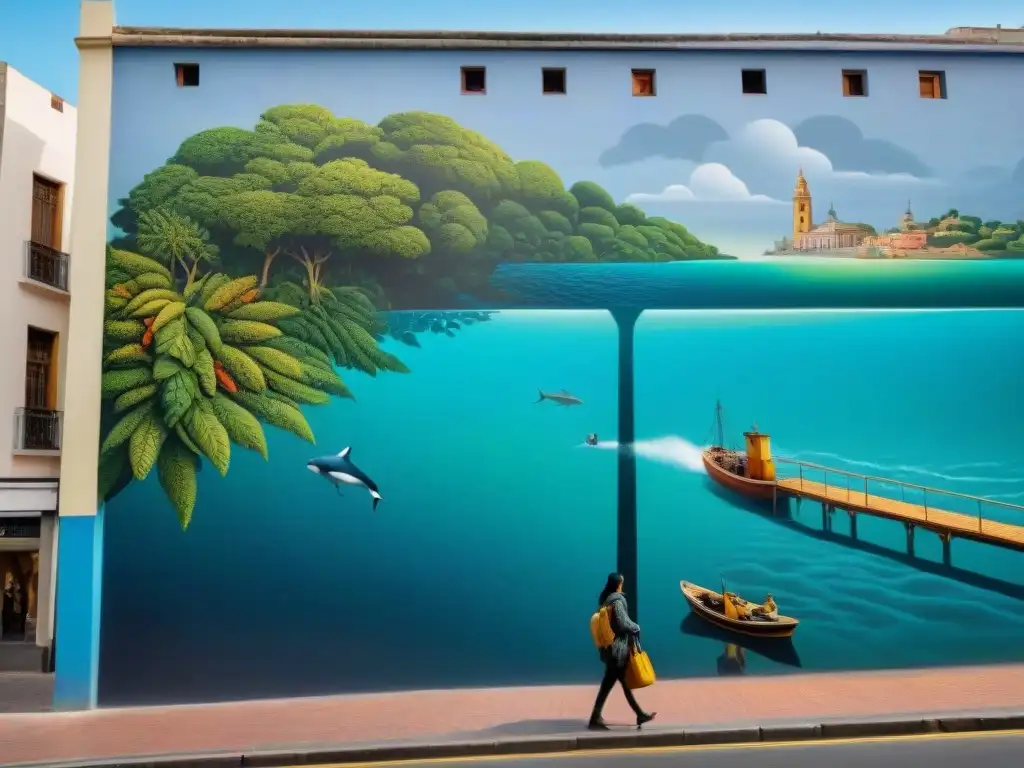 Arte contemporáneo en Uruguay y crisis climática: mural surrealista con ciudad inundada y acción colectiva para un futuro sostenible