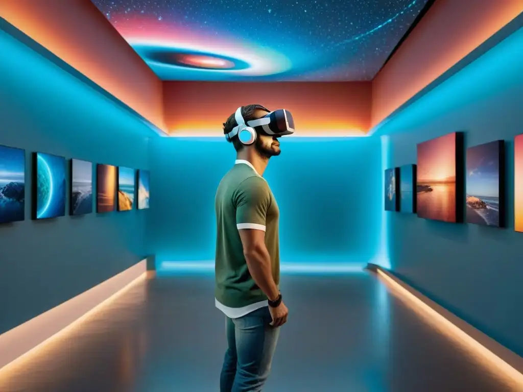 Inmersión en arte contemporáneo Uruguay realidad virtual en instalación digital futurista