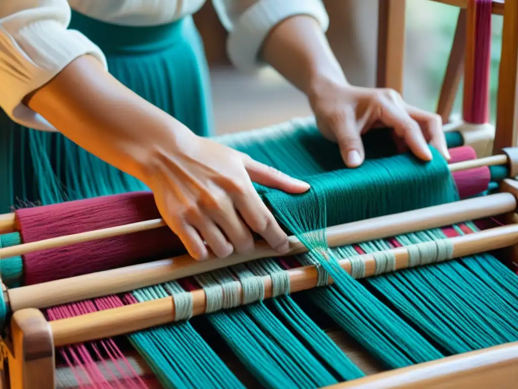 Arte textil uruguayo: innovación y tradición entrelazadas en un telar de madera, creando una obra única