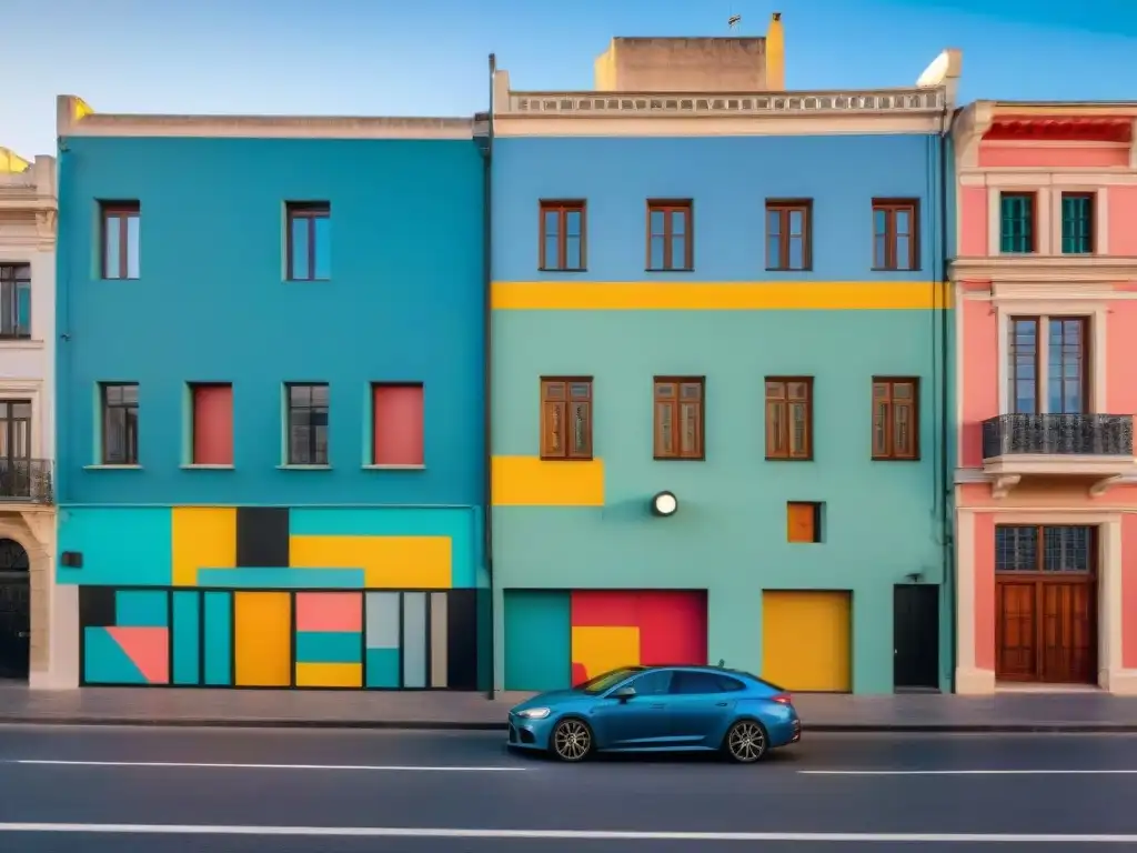 Arte urbano que democratiza cultura en Uruguay con mural vibrante de formas y colores en Montevideo