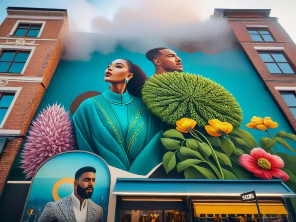 Arte urbano transformando espacio público: Mural vibrante y detallado con diversidad cultural y armonía en la ciudad