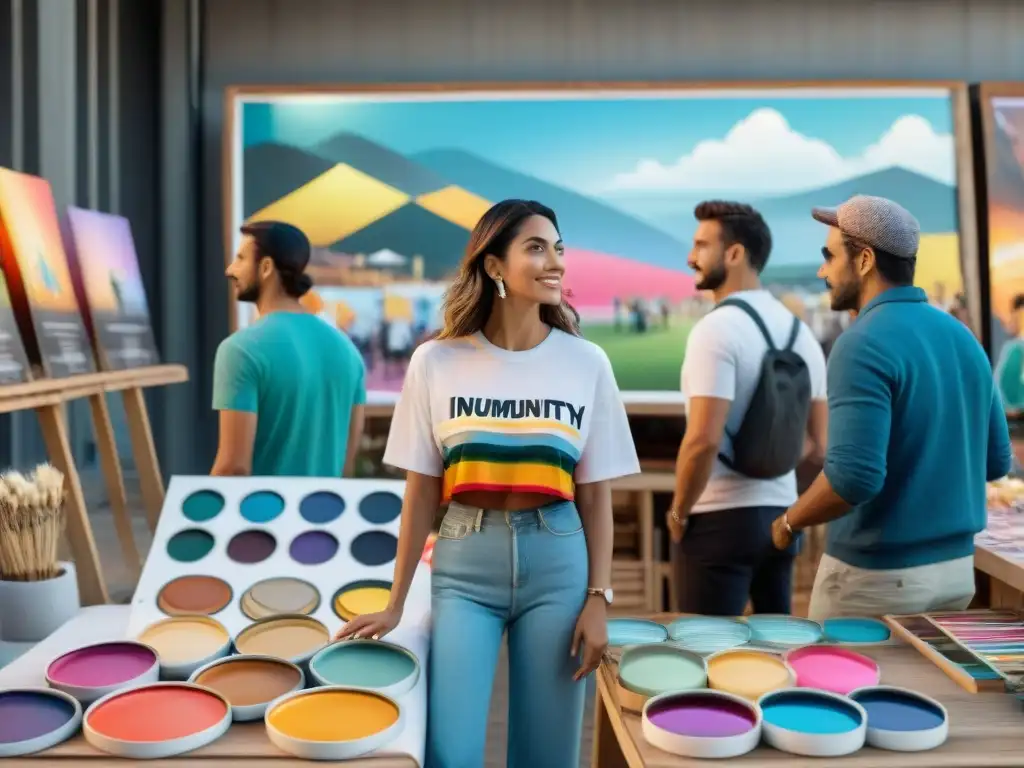 Artistas uruguayos crean diseños coloridos en merchandising, en un mercado de arte vibrante