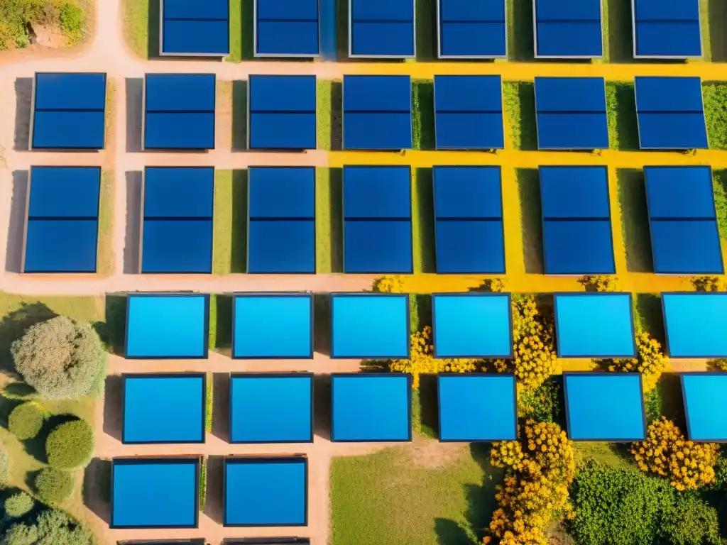 Instalación artística de paneles solares en Uruguay fusionando arte y energía limpia