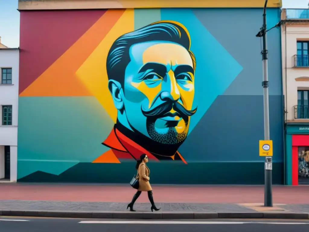 Caricatura en arte contemporáneo uruguayo: mural colorido y detallado en Montevideo