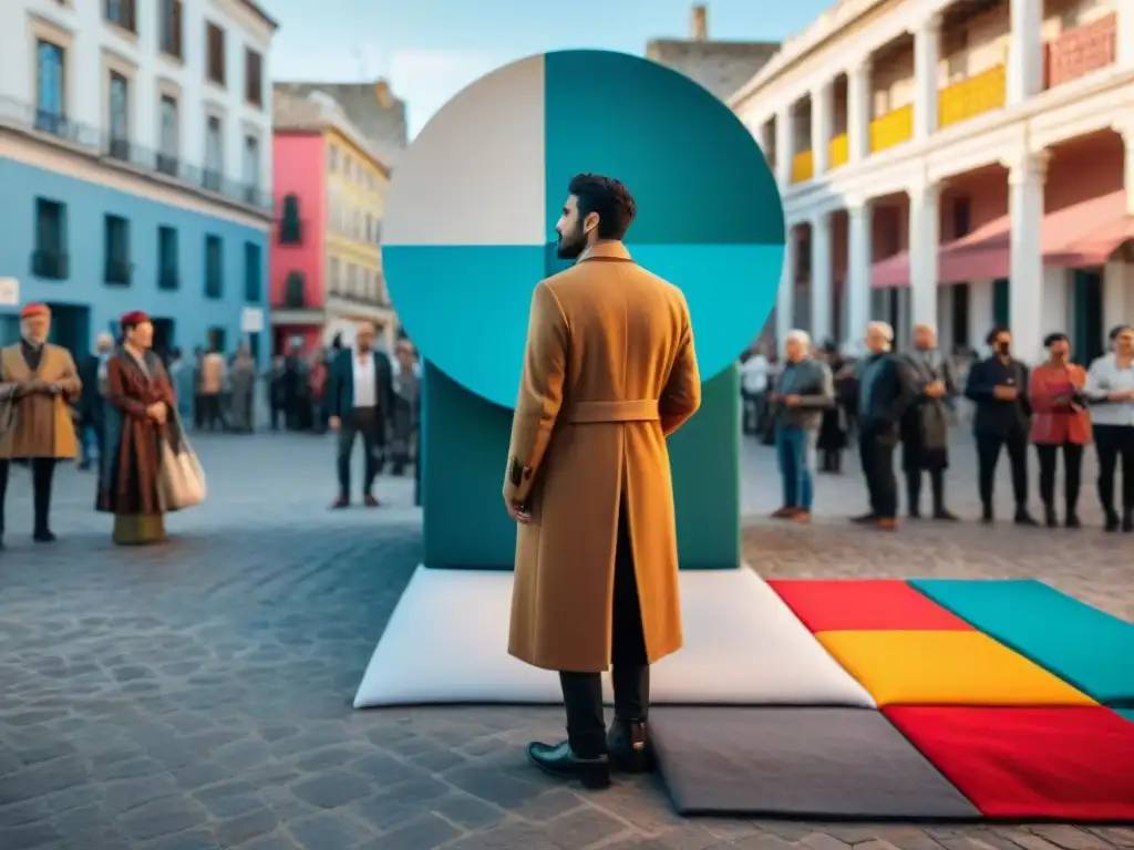 Colorida instalación de arte performático contemporáneo en Uruguay, creando comunidad y expresión cultural