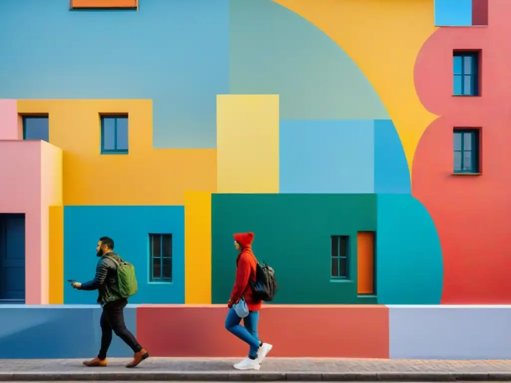 Colorido mural de arte comunitario con diversidad cultural en Uruguay