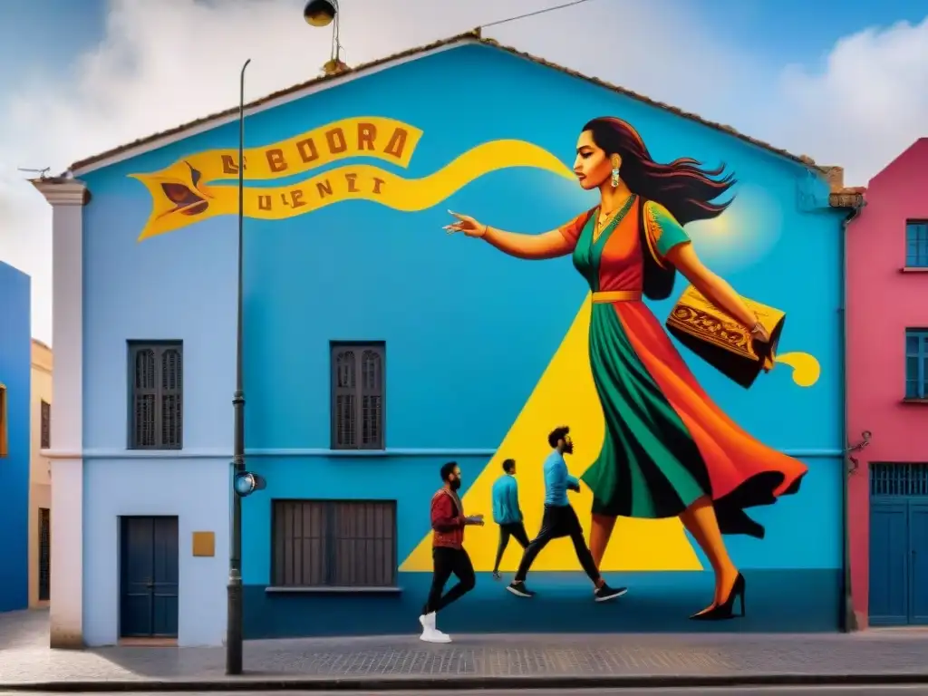 Colorido mural urbano en Montevideo, Uruguay, celebra la libertad de expresión en arte