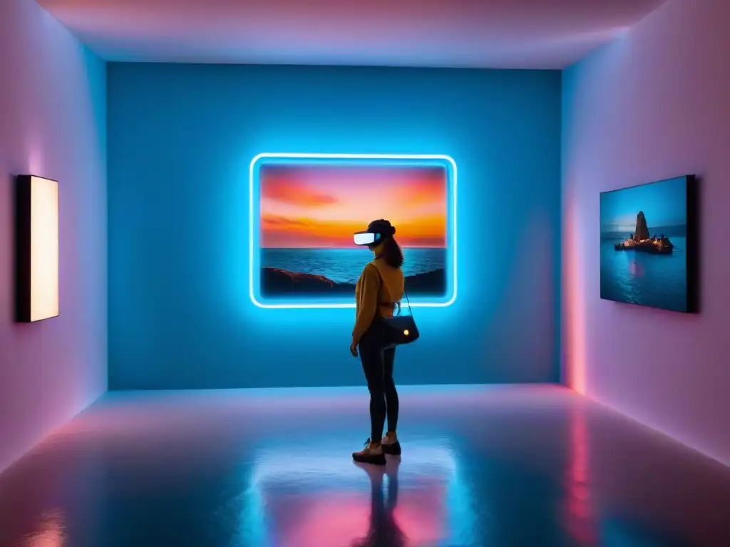 Explora la energía dinámica de las exposiciones virtuales arte Uruguay en un espacio digital vibrante y futurista