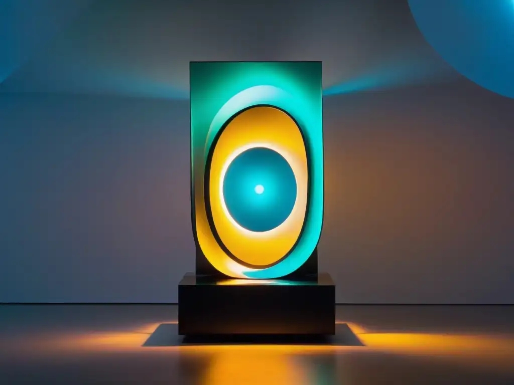 Una escultura de sonido futurista y detallada de un artista uruguayo contemporáneo, fusionando arte, sonido y tecnología en Uruguay