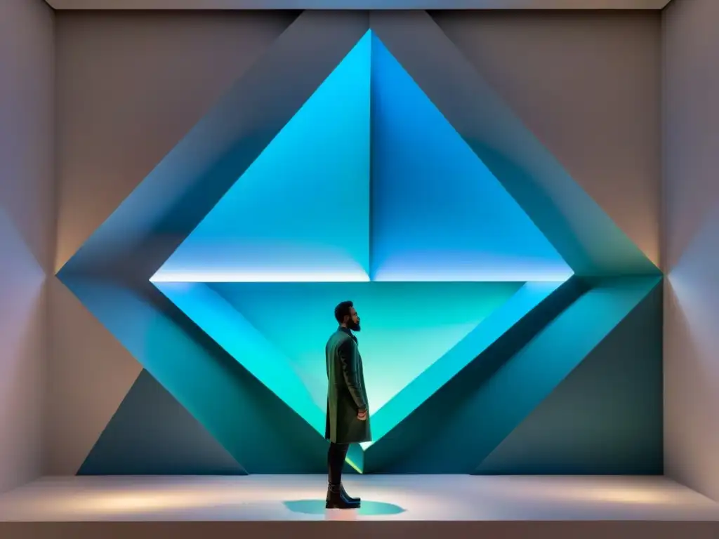 Esculturas físicas se entrelazan con proyecciones digitales en una instalación futurista