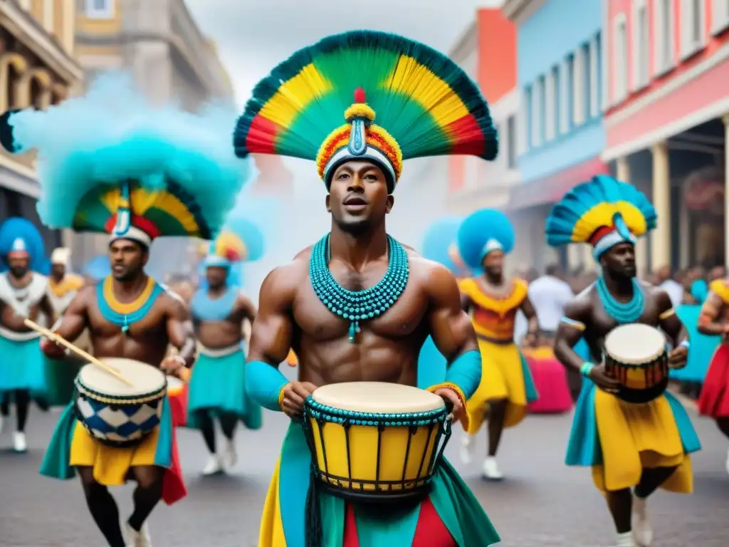 Esculturas vibrantes de músicos y bailarines coloridos en un carnaval