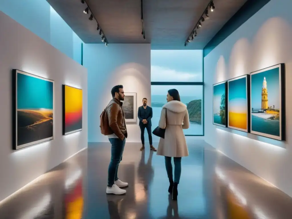 Explora la experiencia de compra de arte contemporáneo en Uruguay en una galería vibrante llena de coloridas pinturas abstractas, esculturas e instalaciones