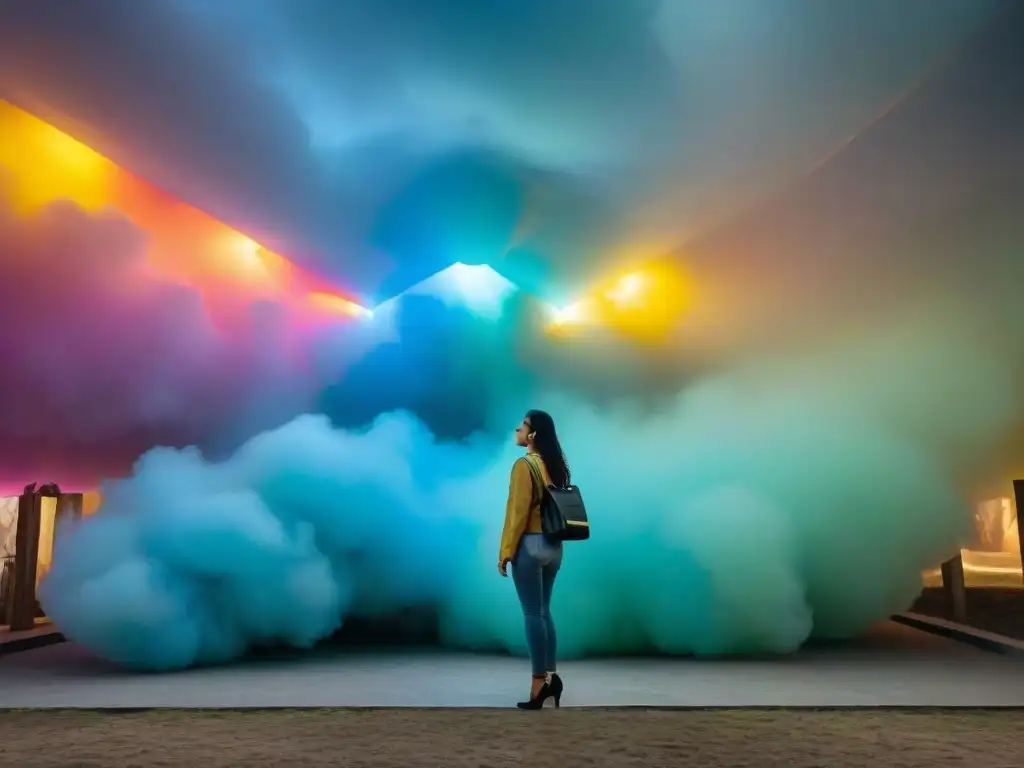 Experiencia inmersiva en arte contemporáneo Uruguay instalaciones interactivas, colores vibrantes y luces LED