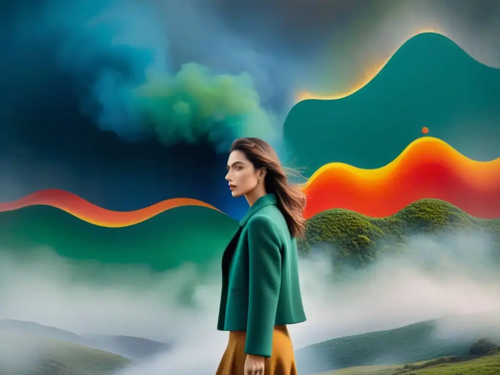Pintura abstracta vibrante y detallada en acrílico uruguayo Explosión de colores y texturas en arte uruguayo contemporáneo