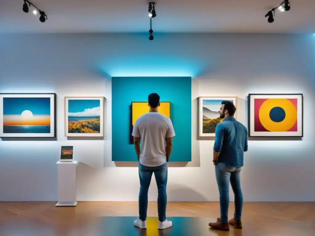 Una exposición de arte contemporáneo en Uruguay con obras vibrantes y diversas de artistas locales en una galería moderna