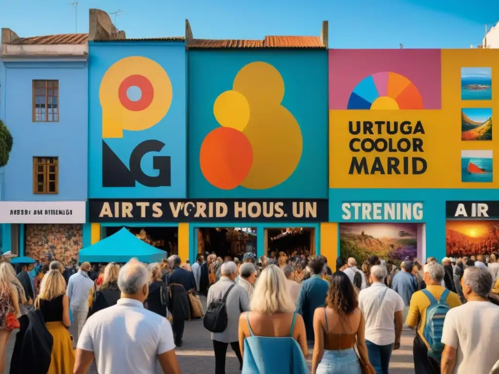 Una feria de arte vibrante en Montevideo con obras coloridas y esculturas intrincadas