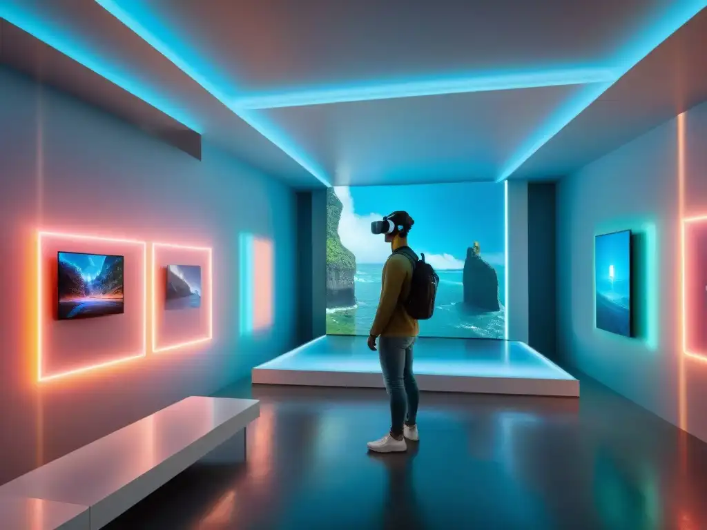 Explora la Galería de Arte Digital en Uruguay con hologramas y luces neón