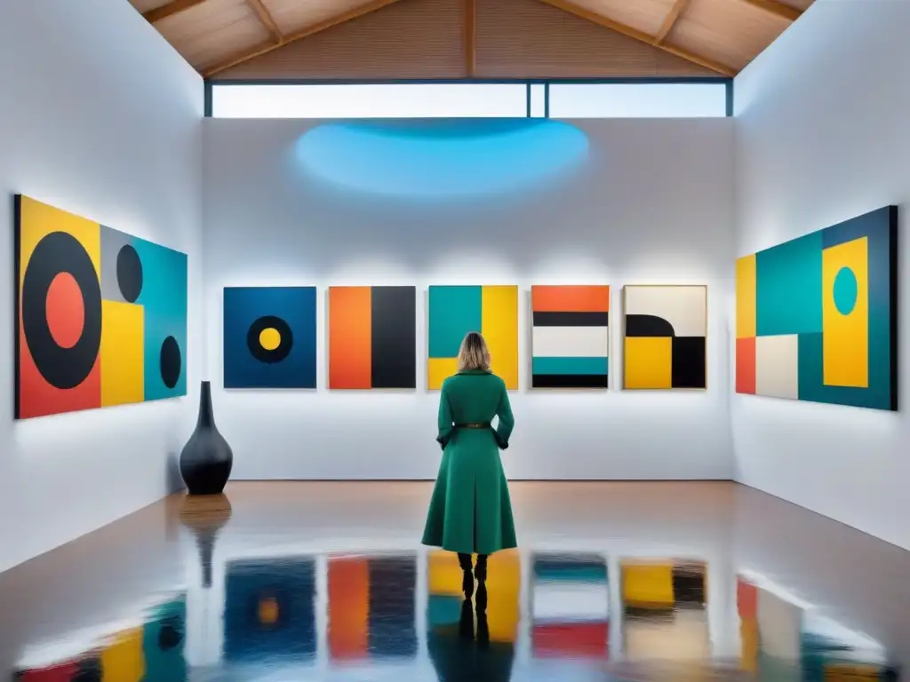 Una galería de arte minimalista en Uruguay con obras vibrantes de artistas locales, atrayendo a coleccionistas arte contemporáneo uruguayo