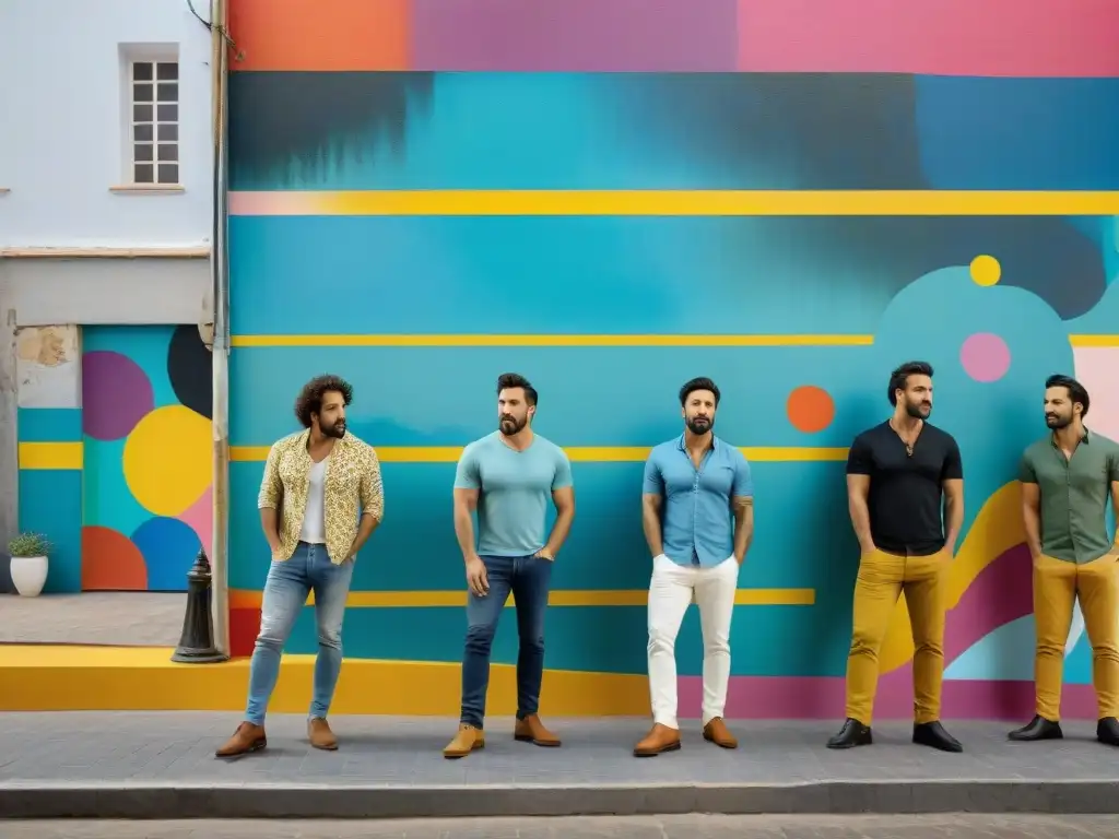 Un grupo diverso de artistas uruguayos colabora apasionadamente en un mural urbano, reflejando el colectivismo en arte contemporáneo Uruguay