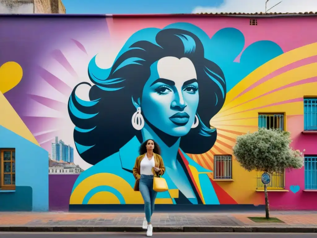 Grupo diverso de mujeres artistas urbanas de Uruguay creando arte callejero vibrante