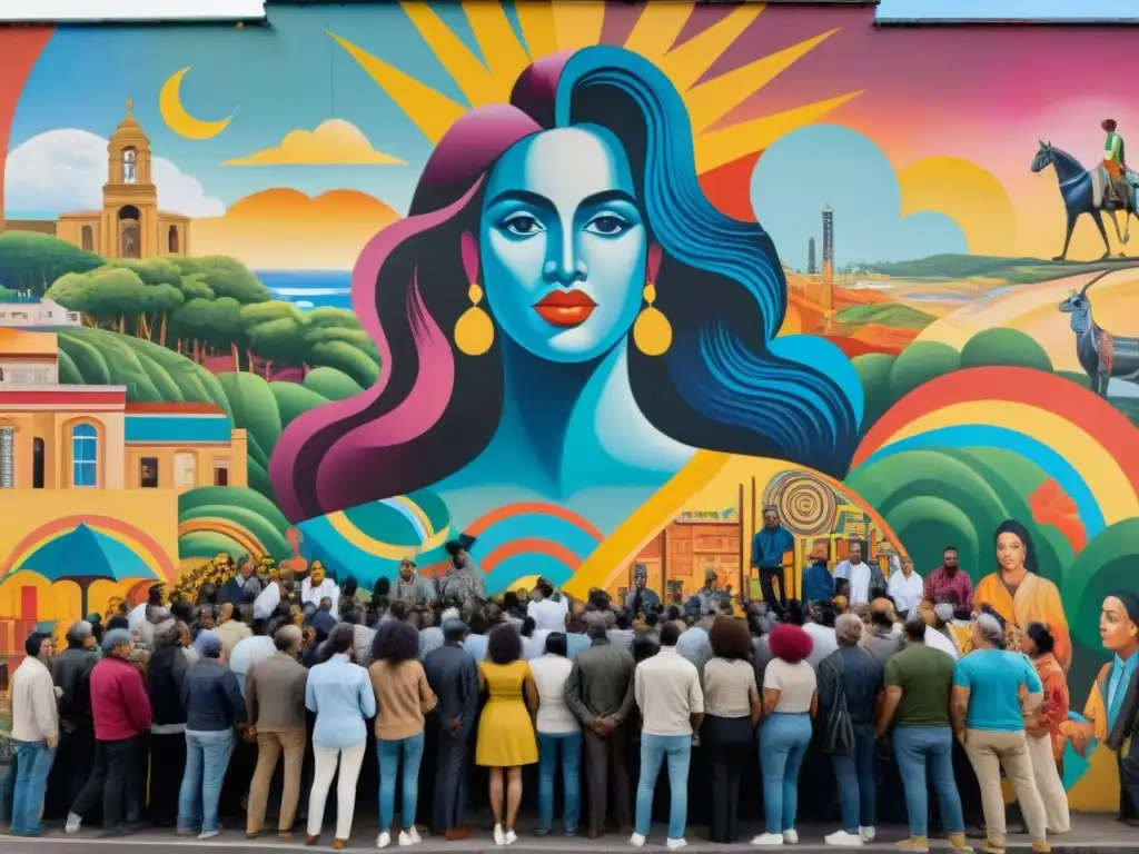 Un grupo diverso colabora en un mural en Uruguay, resaltando la unión, la creatividad y las oportunidades económicas del arte contemporáneo