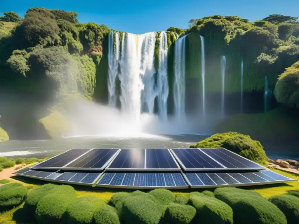 Una impactante instalación de arte contemporáneo uruguayo fusionando agua renovable y energía solar en un escenario natural vibrante