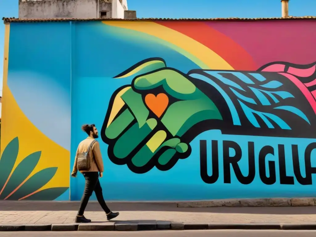 Impactante mural callejero en Montevideo, Uruguay, uniendo a la comunidad con colores vibrantes y mensajes de cambio social