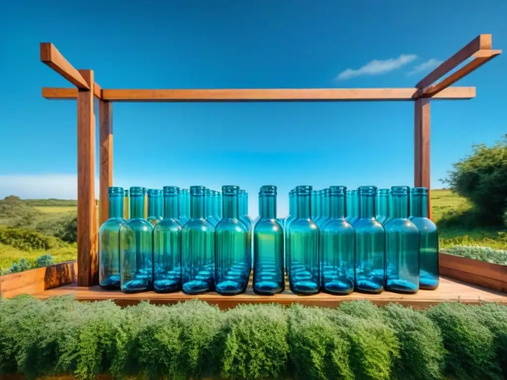 Increíble instalación de arte ecológico contemporáneo en Uruguay, con diseños geométricos reciclados, entre exuberante vegetación y cielos azules