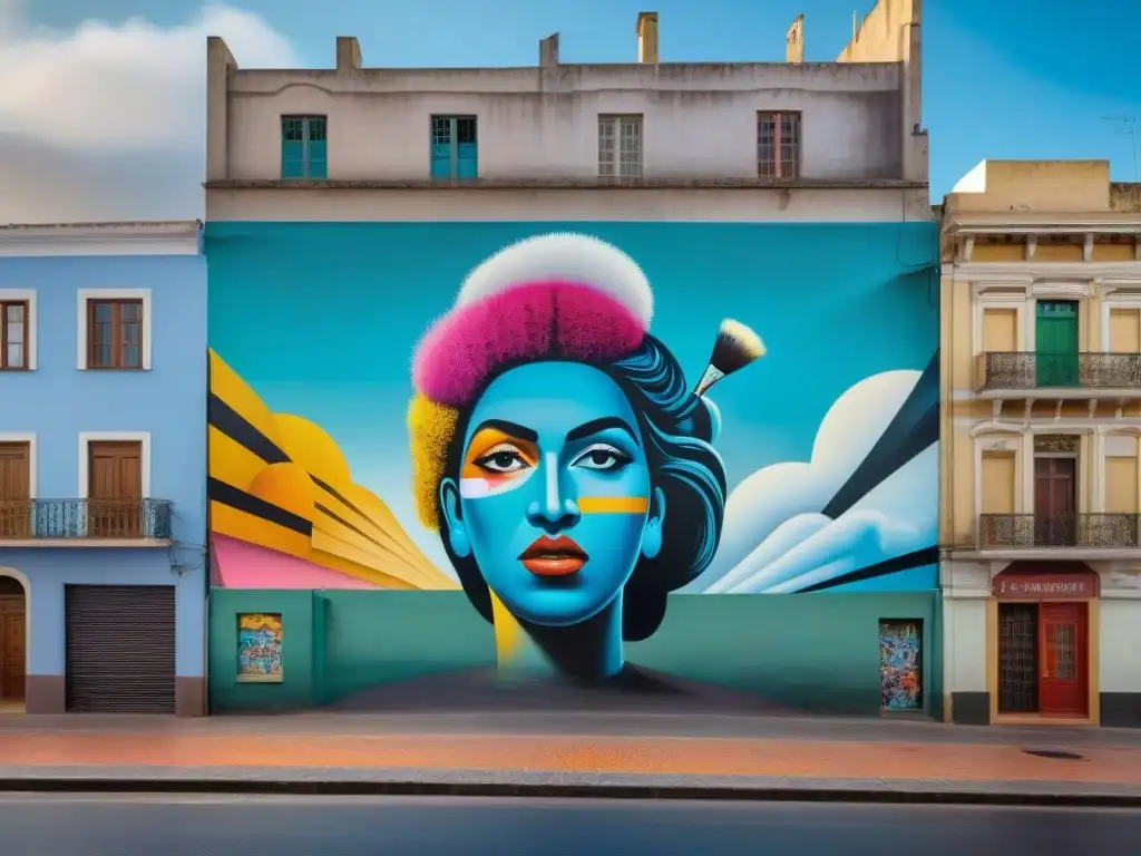 Increíble mural urbano en Montevideo, Uruguay, con arte instalación urbana