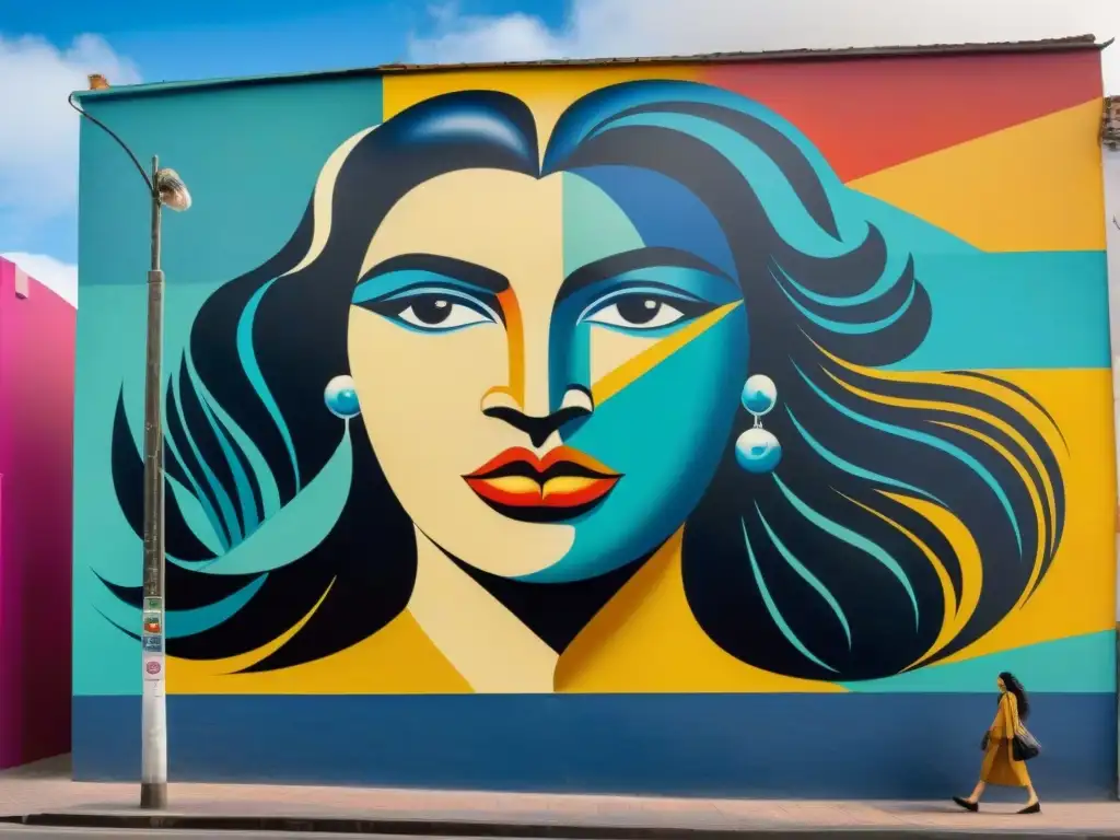 Increíble mural urbano en Montevideo, Uruguay, fusiona motivos tradicionales con técnicas modernas