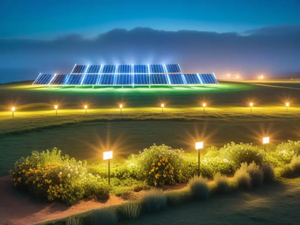 Una instalación de arte contemporáneo uruguayo iluminada con energía solar