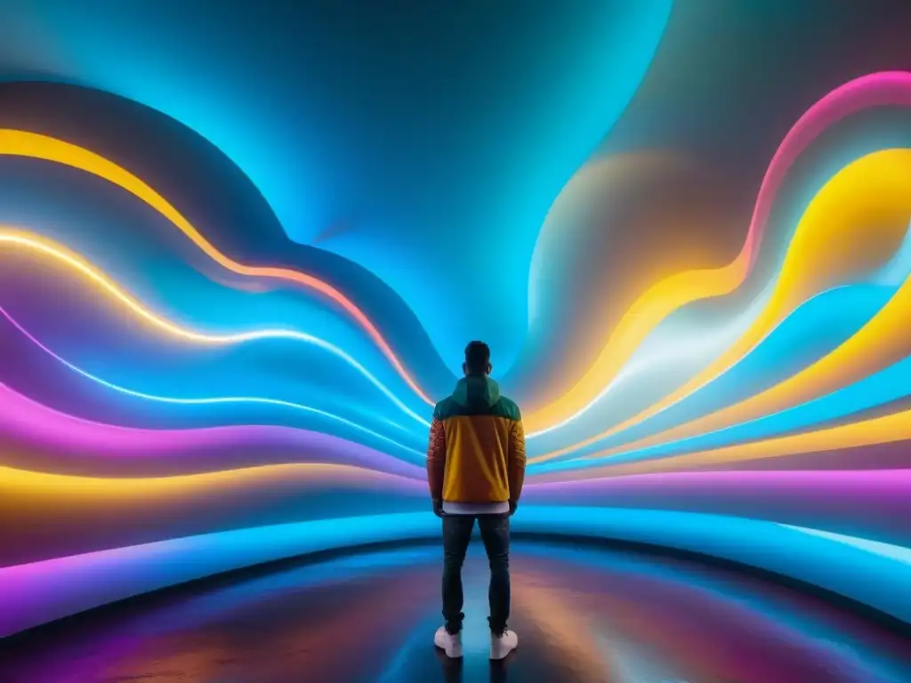 Instalación de arte digital en Uruguay con sonido innovador y vibrantes colores