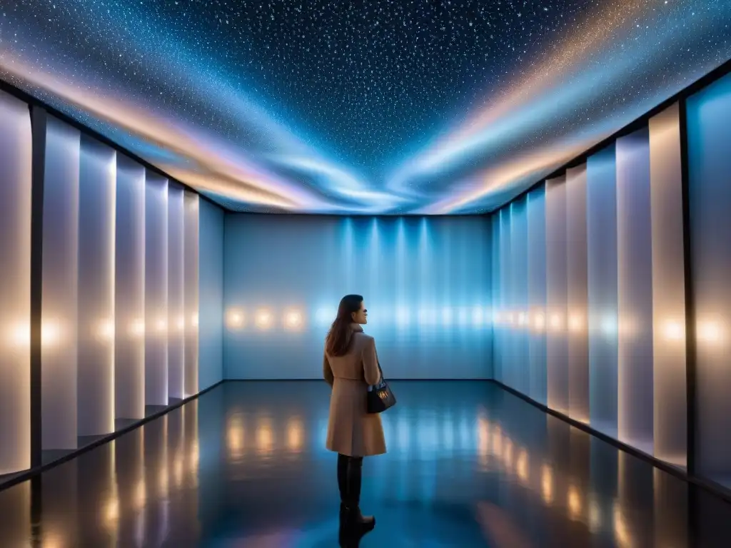 Una instalación de arte interactivo en Uruguay con luces LED brillantes que crean un universo de estrellas