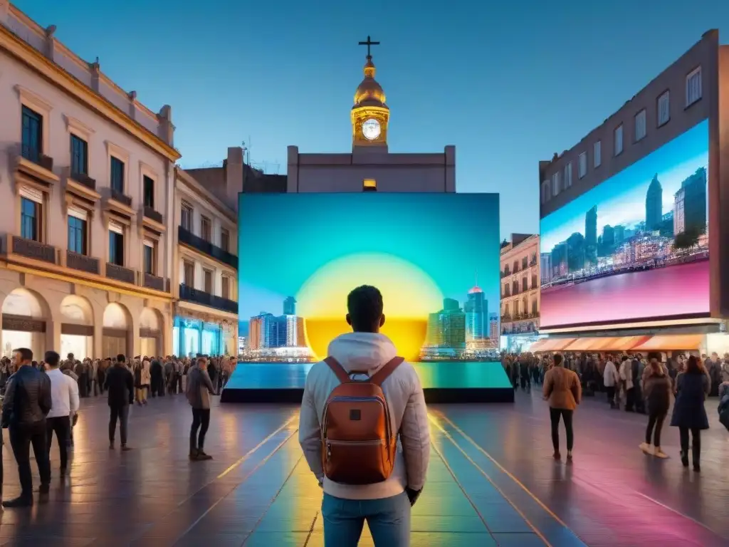 Una instalación de arte interactivo en Uruguay deslumbra con proyecciones digitales en las calles de Montevideo