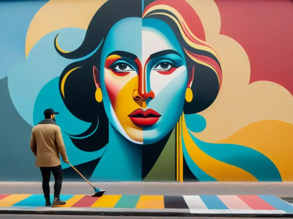 Jóvenes artistas emergentes crean mural vibrante en Montevideo, reflejando arte contemporáneo en Uruguay