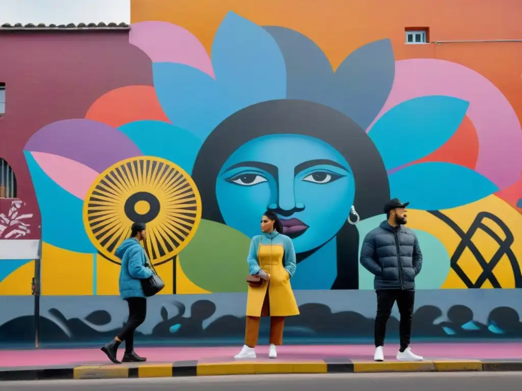 Jóvenes artistas crean mural urbano en Uruguay, reflejando el arte contemporáneo uruguayo colectivos emergentes