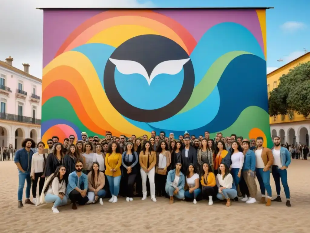 Jóvenes artistas uruguayos crean mural colaborativo con estudiantes de todas las edades