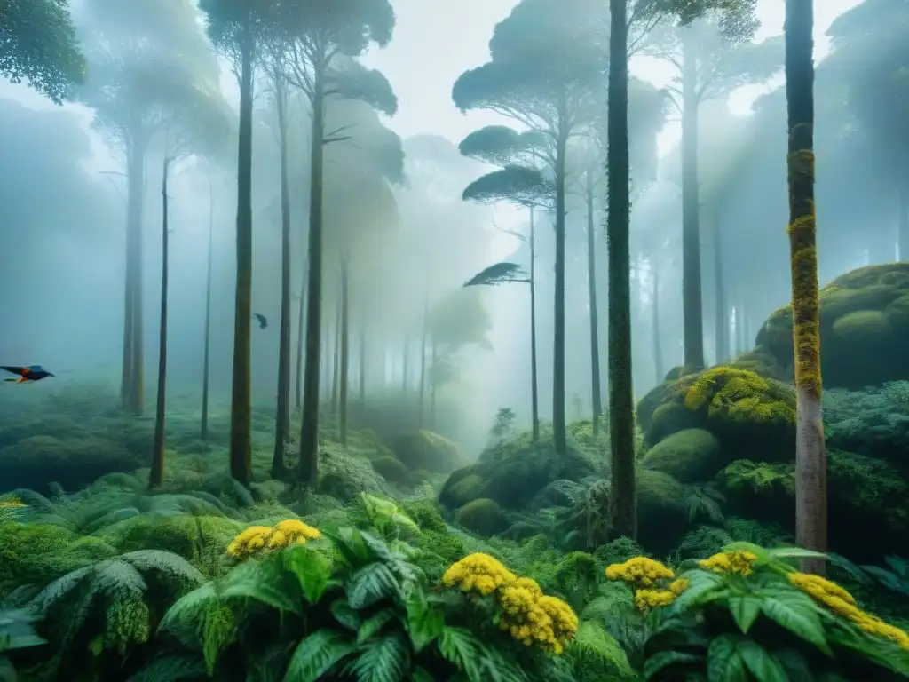 Maravilloso paisaje de bosque en Uruguay, arte contemporáneo uruguayo mensajes naturaleza