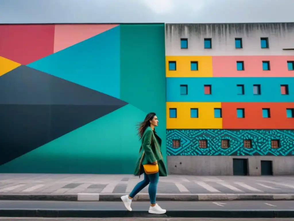 Mural abstracto vibrante en Montevideo, Uruguay, reflejando el impacto de la censura en arte uruguayo