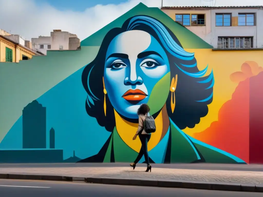 Mural de arte contemporáneo en Montevideo, Uruguay, con mensaje social de unidad y esperanza