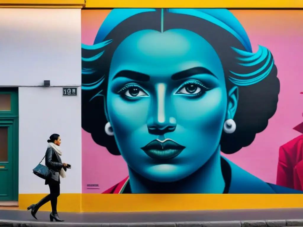 Mural de arte urbano vibrante en Montevideo, Uruguay, reflejando la unión y cambio social, destacando la diversidad y la esperanza