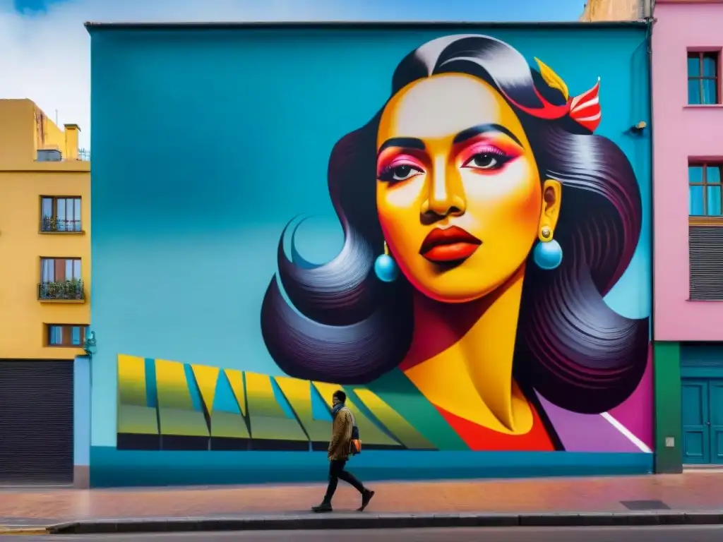 Un mural callejero vibrante en Montevideo, Uruguay, que refleja la diversidad y activismo de la sociedad actual