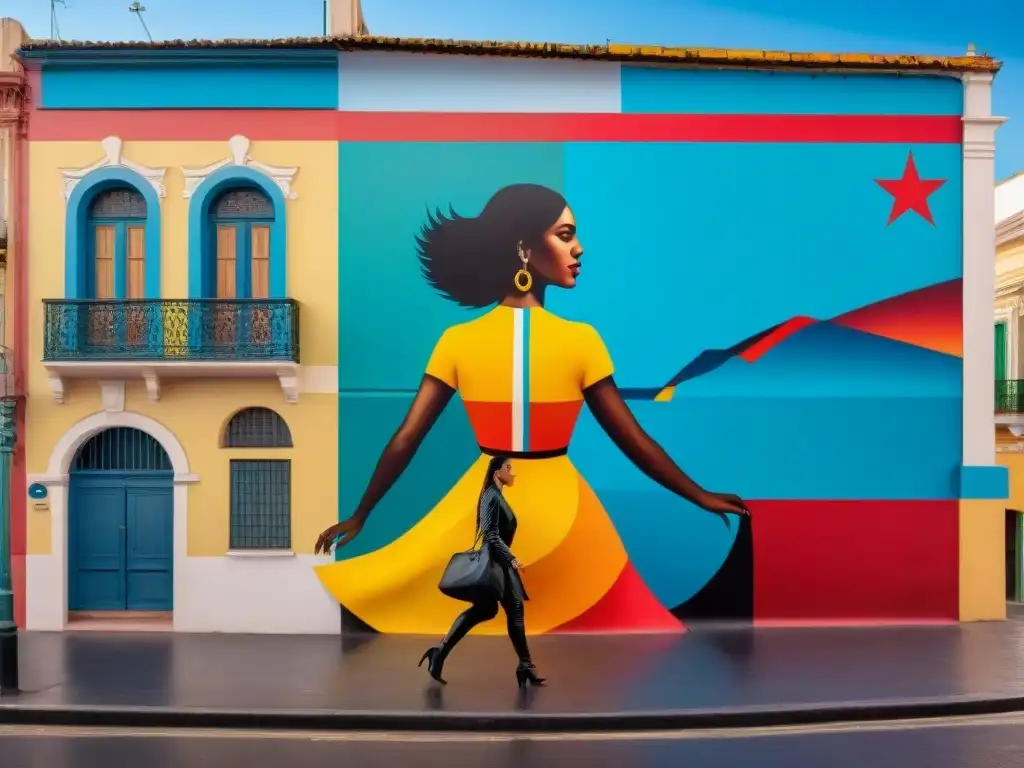 Un mural callejero vibrante en Montevideo, Uruguay, que refleja la identidad cultural a través del arte contemporáneo uruguayo