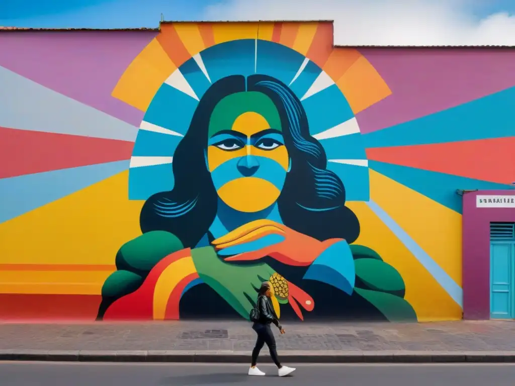 Un mural callejero vibrante en Montevideo, Uruguay, que representa la unidad y el cambio social a través del arte contemporáneo uruguayo