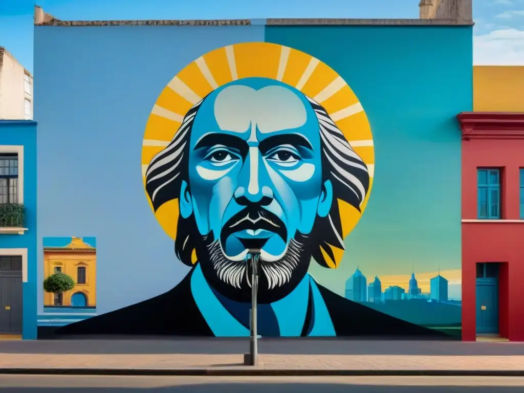 Un mural contemporáneo en Uruguay: una obra vibrante y detallada que celebra la rica herencia cultural del país