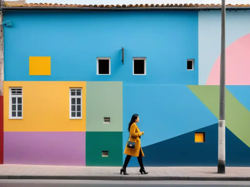 Mural impactante de arte contemporáneo en Uruguay, uniendo a la comunidad en colores vibrantes y formas abstractas