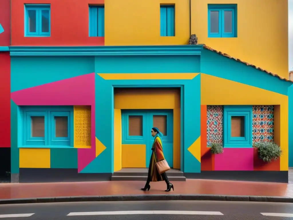 Un mural urbano vibrante en Montevideo, Uruguay, fusionando arte local con una marca popular