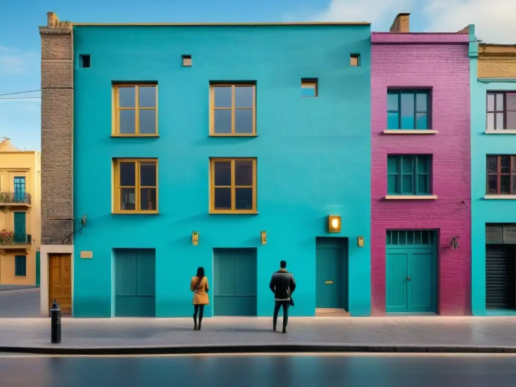 Un mural urbano vibrante en Montevideo, Uruguay, reflejando el arte contemporáneo uruguayo de colectivos artísticos