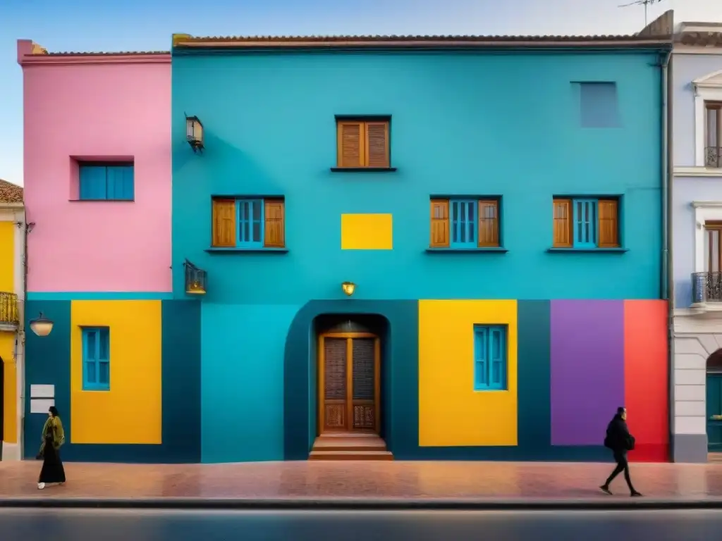 Un mural urbano vibrante en Montevideo, Uruguay, fusionando elementos tradicionales con técnicas modernas